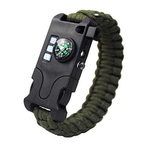 Rechargeable All in 1 Paracord Bracelet, 2019 New 7 String Woven Sports Survival Parachute Cord Wristband Gear Kit with Emergency First Aid Multi-Tool Accessories for Outdoor Wilderness Adventure