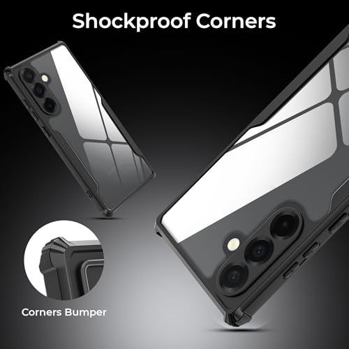 Image of A rtistque Clear Hard Transparent Acrylic Armor Anti-Drop Shockproof TPU Edge Back Cover Case for Samsung Galaxy A56 - Black
