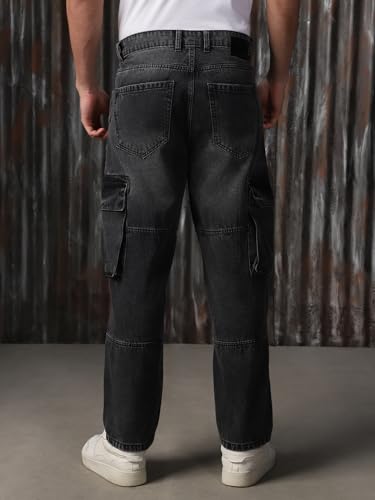 Image of High Star Men Cotton Washed Straight Fit Mid-Rise Regular Jeans