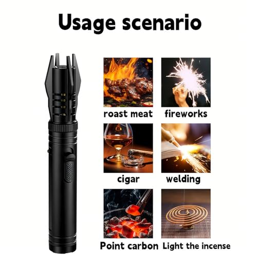 Encendedor antorcha recargable a butano negro miniatura 5
