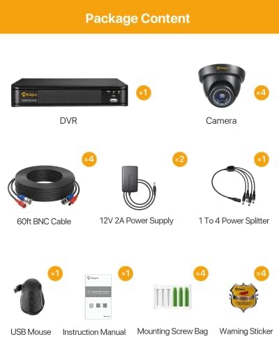 Anlapus 1080P CCTV Security Camera Systems, 8CH 5MP Lite Surveillance DVR and 4pcs Weatherproof Camera Outdoor Indoor with Night Vision, Motion Alerts, Black