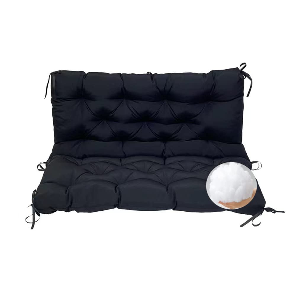 Cuscino impermeabile per panca da esterno con lacci imbottito imbottito per dondolo spesso 12,7 cm, cuscini di ricambio per mobili da giardino a 2 o 3 posti, nero, 40 x 40 cm