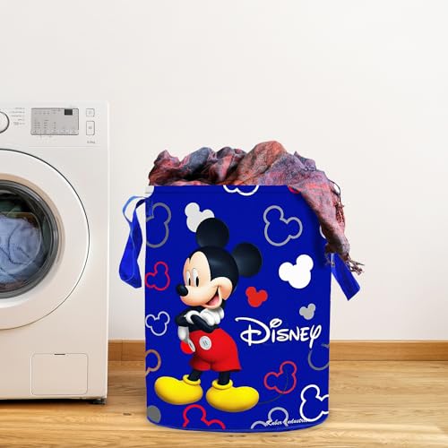 Image of Kuber Industries Round Laundry Basket For Clothes|Disney Team Mickey Print|Toy Storage Organizer|Capicity 45 L (Blue)