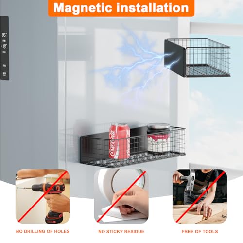 2Pack Magnetic Basket Organizer Holder for Fridge Magnetic Storage Bin Box Containers for Refrigerator Whiteboard Classr - Additional View