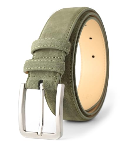 Image of Men's Belt Casual Genuine Leather Suede Belts for Men 1 3 /8 inch Wide Elegant Golf Dress Belt