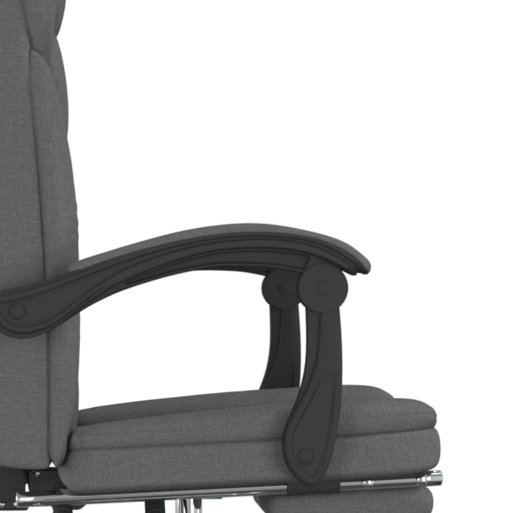 Silla de oficina con función reclinable, tela gris oscuro, respaldo y reposapiés ajustables, giratoria 360°, silla de escritorio transpirable con ruedas para ergonomía