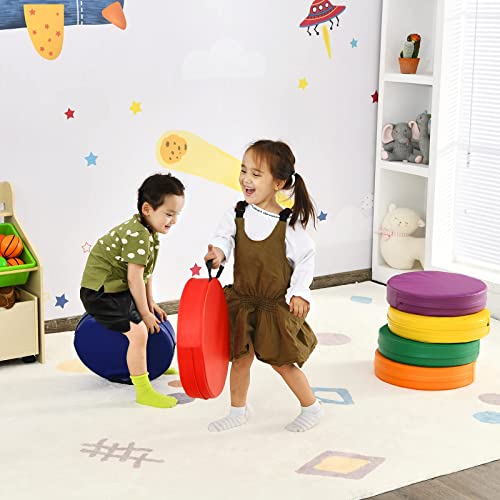 Costzon 6-Piece 15 Inch Kids Floor Cushion, 3" Thick Waterproof Daycare Foam Cushion W/Handle, Soft Flexible Seating For Classroom, Home, School, Kindergarten Or Nursery #TOP6