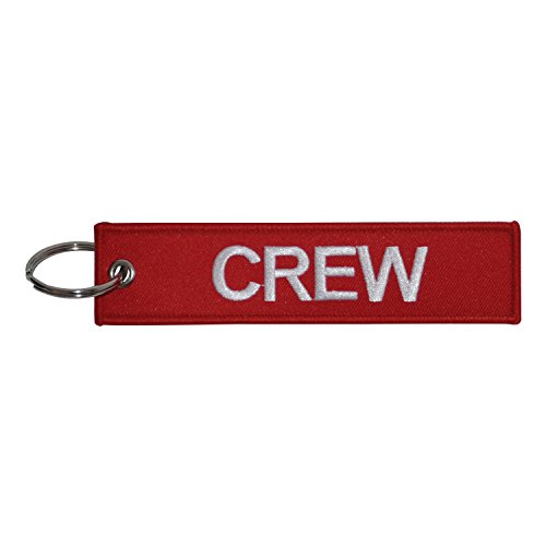 Crew Geborduurde Tag | Sleutelhanger | x 1 | Rood/Wit | aviamart®