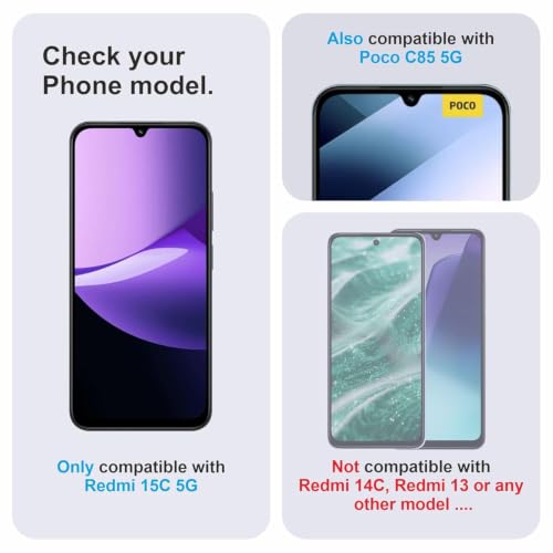 Image of MACLEN Original Premium Hd Curved Edges Tempered Glass For Redmi 15C, 15A, Poco C85 With Full Edge To Edge Coverage And Easy Installation Kit (Pack of 1)