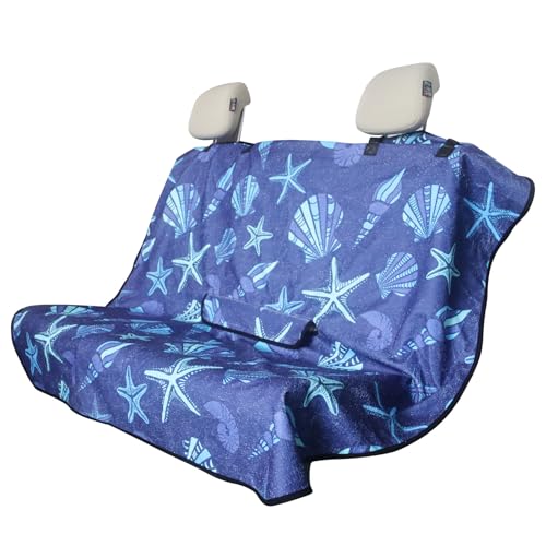 Image of Back Seat Cover for Car Trucks Van SUV Jeep,Waterproof Rear Bench Towel Seat Covers for Dogs and Kids,Automotive Backseat Protector (Conch Shells Starfish)