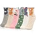 Produktbild WOSTOO Damen Socken, 6 Paar Socken Damen süße Interessante Tier Charakter Katze Funny Crew Socken,one size