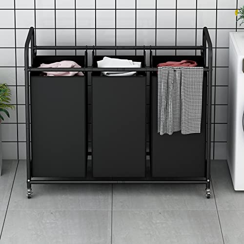 Linzinar AZ9000 3-Bag Laundry Basket Hamper Laundry Sorter Cart Laundry Room Organization thumb #1