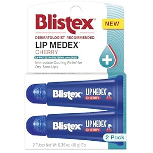 Blistex Lip Medex Cherry 2 Count, 0.35 oz Advanced Hydration, Medicated Relief with Cooling, Soothes & Protects, Restores Healthy Moisture to Lips, Stocking Stuffer & Holiday Christmas Gift