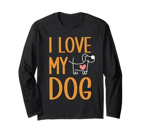 I Love My Dog – Bonita Ilustración Papá Perro Mamá Perra Manga Larga