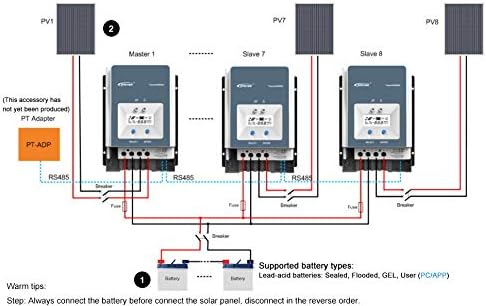 EPEVER 80A MPPT Solar Charge Controller parallel connection diagram
