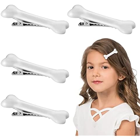 4 Pcs Dog Bone Hair Clips, Bones Alligator Barrette Halloween Hair Pins, Cosplay Party Accessories, Barrettes for Women Girls, Cosplay Costume Party Hair Accessories, Cute Hair Clips (White) Cover
