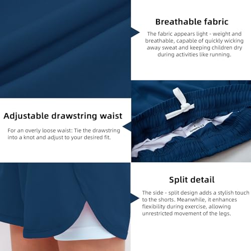 Image of MEILONGER Girls Swim Shorts 2 in 1 Bathing Suits Kids Quick Dry Boardshort Bottoms Swimming Swimwear with Compression Liner