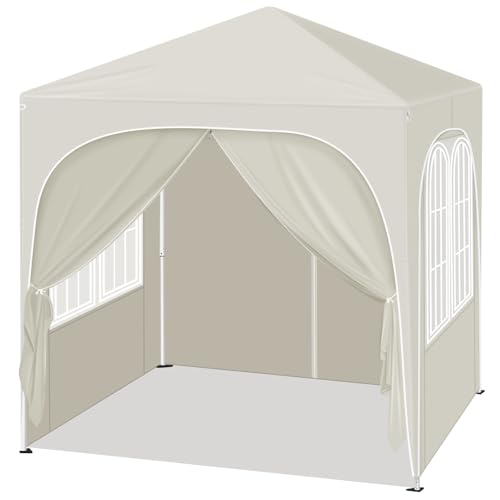 WOLTU Pop-up Gazebo, Gazebo with Sides 2m x 2m, Folding Event Shelter for Outdoor, Garden, Camping, Height Adjustable, Waterproof, UV-Protection, with Carry Bag, Beige