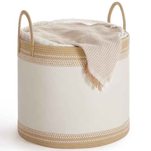 SONGMICS Wäschekorb, Wäschesammler, Aufbewahrungskorb, Baumwollseil, mit...