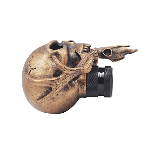 Sakali Specail Skull With Beard Car Gear Stick Shift Shifter Knob Universal Fit For Most Manual Transmission Or Automatic Transmission Without Lock Button(Copper) #TOP3