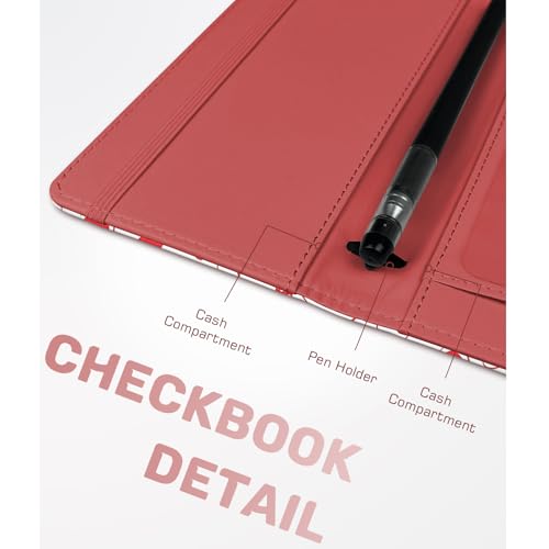 Image of Letter Checkbook Cover, RFID Blocking Checkbook, Stylish, Lightweight, Slim Durable, Multi-Functional Checkbook Holder for Personal and Business Checks (Heart)