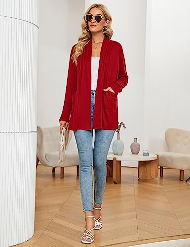 Image of Micoson Women's Long Sleeve Open Front Cardigan Casual Loose Lightweight Cardigans with Pockets