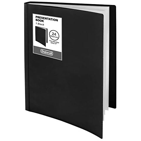 Dunwell Binder with Plastic Sleeves, Black 24-Pocket Presentation Book, 8.5 x 11 Portfolio Folder with Clear Sheet Protectors, Displays 48-Page Documents, Certificates, Important Papers Cover