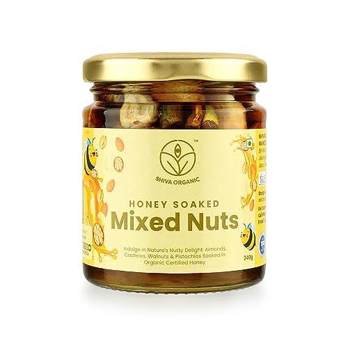 Shiva Organic Honey Soaked Nuts - 240g | Crunchy, Rich in Protein, Magnesium, Phosphorus, and Dietary Fibre I Energy Booster