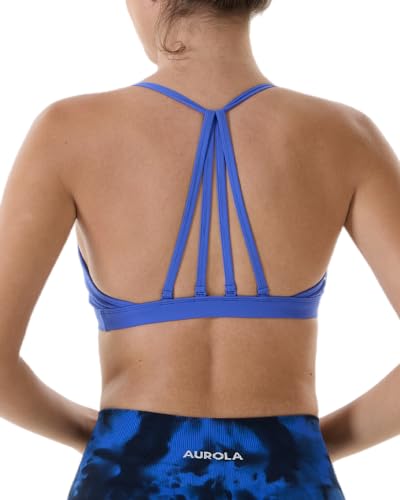 Image of AUROLA Mercury Workout Sports Bras Women Athletic Removable Padded Backless Strapy Minimal Crop Top