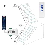 COB LED Treppenbeleuchtung 16 Stufen 6000 K Kaltweiß, Smart Motion Sensor Stair Light mit Fernbedienung und Lichtsensor, Automatische Treppenstufenbeleuchtung Innen