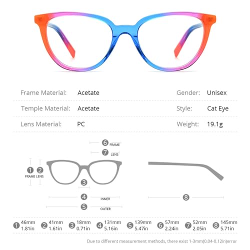 Lunettes oeil de chat femmes MUTYNE monture acétate résistante et légère