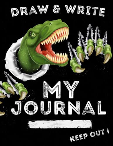 My “Keep Out” Dinosaur Draw & Write Primary Story Journal: Kids Primary Composition Notebook with Two Pages Per Story and Large Picture Box with Title Area, Primary Penmanship Chart and Bonus Doodle Pages for Creative Inspiration | Boys and Girls K-2