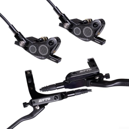 Honseadek Set di freni idraulici per bicicletta a disco a 4 spinte per mountain bike, un paio di freni idraulici in lega di alluminio (nero)