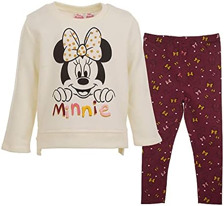 Disney Minnie Mouse Toddler Girls Sweatshirt and Leggings Outfit Set White 4T