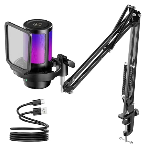InnoGear Gaming Mic USB Computer Microphone for PC Boom Arm Stand, Black
