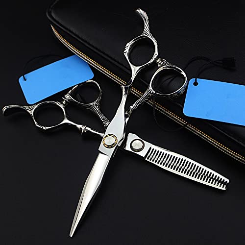 Tijeras de barbero para Cortar el Cabello, 6 Pulgadas, Fabricadas en Japón con Acero 9cr13, con rodamientos, para Maquillaje, Corte y entresacado. Incluye Estuche.