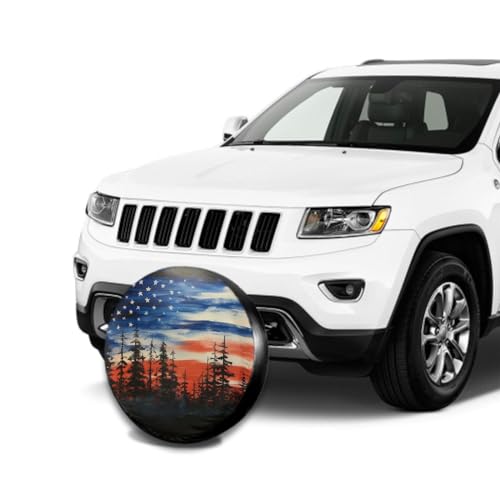 Image of Spare Tire Cover American Flag Waterproof Dust-Proof Universal 17 Inch Wheel Protectors Camper Tire Cover Fit for RV Trailer Truck Jeep SUV Rav4 Motorhome Travel Trailer Accessories