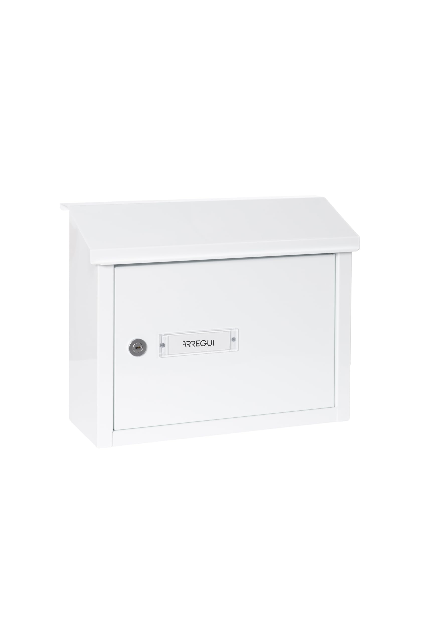 ARREGUI V4061 Buzón Recogecartas Maxi de Aluminio para Puertas o Verjas en el Interior, Boca Recogecartas de 33x4 cm, Tamaño M (Correo DIN A4 y Revista), Anticorrosivo, Blanco