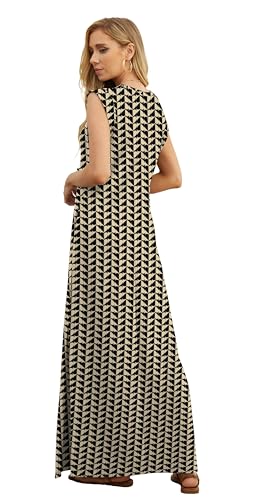Image of GRECERELLE 2026 Women Year-Round Casual Round Neck Loose Split Wrinkle-Free Long Maxi Vacation Dress with Pockets (XXS-4XL)