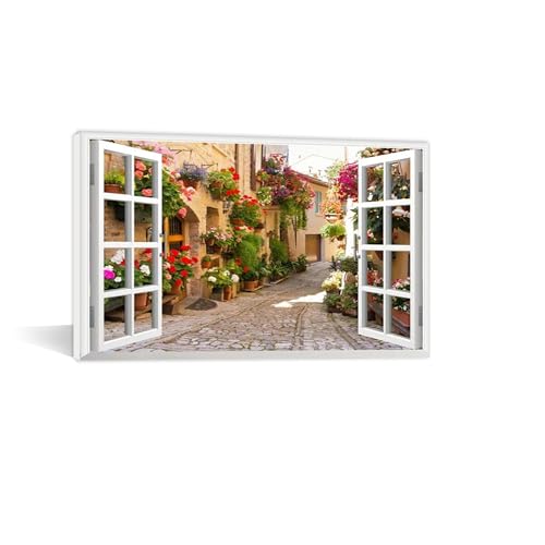 Faux Window 3D Landscape Painting - Stunning Courtyard Garden View