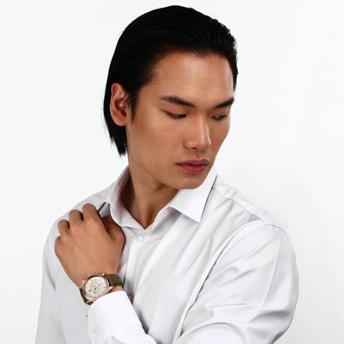 Image of Maserati Classic Men's Luxury Watch, Stainless Steel Case, Quartz Movement, Leather Strap, 100M Water Resistant Timepiece, Beige Dial, 2 Years Warranty - R8871633007