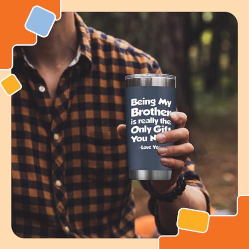 Image of NewEleven Gifts For Brother - Best Birthday Gift For Big, Little Brother, Siblings, Brothers In Law - Funny Gag Gifts For Young Men, Teen Boys - 20 Oz Tumbler