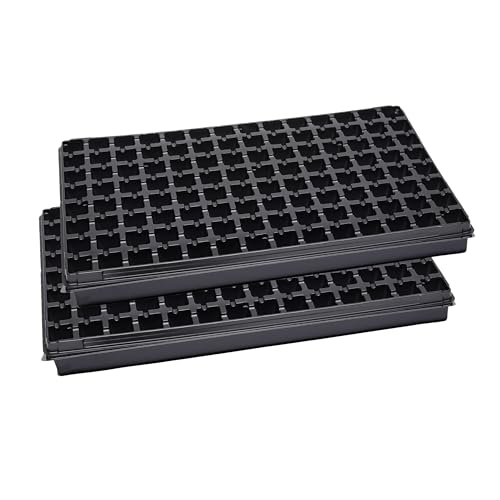 Garronda Bandejas Semilleros de Germinacion, Plástico Semillero de 112 Celdas para Cultivo de Semillas y Plantas, Mini Invernadero para Germinación, Bandeja de Germinación (53x32 cm, Negro; 2 Piezas)