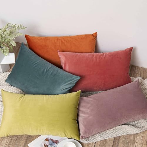 Image of JUSPURBET 16x16 Decorative Velvet Throw Pillow Covers Set of 2,Burnt Orange | Modern Soft Cushion Covers Cases with Hidden Zipper for Couch Sofa Bed Living Room Bedroom Halloween Decor