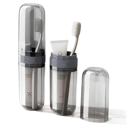 UZDOTB 2-in-1 Toothbrush Travel Case, Portable Travel Toothb