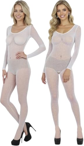 Image of ToBeInStyle Women's Long Sleeve Bodystocking Bodysuit Lingerie Regular & Plus Sizes