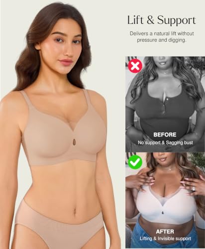 Image of Popilush Womens Wireless Push Up Bra Comfortable Supportive Everyday Bra