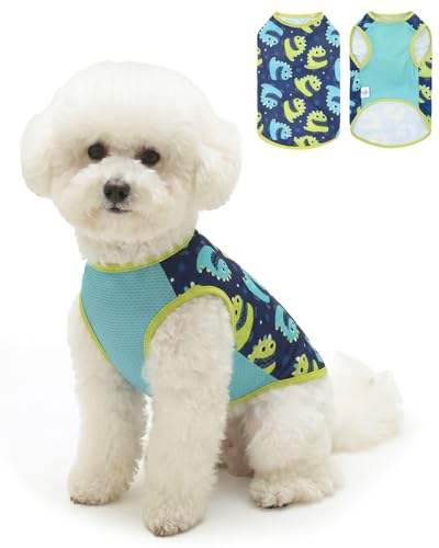 Image of CuteBone Mesh Panel Dog Tank Top - Breathable Dual-Fabric Pet Vest Lightweight Summer Small Dog Shirts - Keep Your Pets Cool, Sun-Protected Outdoors