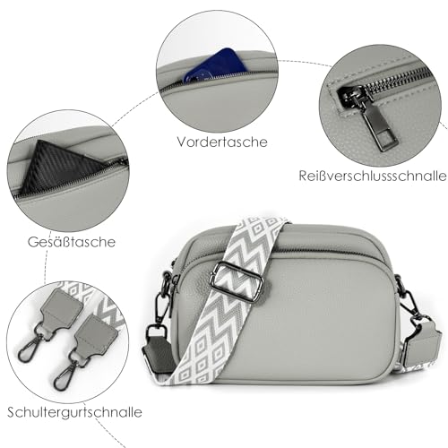 Umhängetasche Damen Klein, PU Leder Crossbody Bag Damen Handytasche zum Umhängen, Moderne Handtasche Damen Klein mit Breitem Schultergurt, Damen Tasche Tägliches Arbeiten, Einkaufen,Reisen – Bild 5