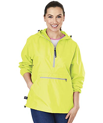 Charles River Apparel Pack-N-Go Wind & Water-Resistant Pullover (Reg/Ext Sizes), Neon Yellow, L #TOP1